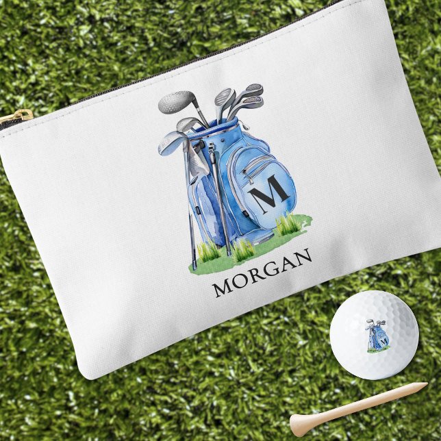 Pochette À Accessoires Nom Monogramme Bleu Golf (Monogram Name Golf Accessory Pouch)