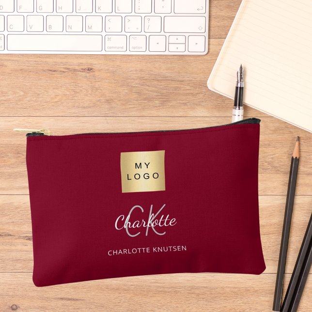 Pochette À Accessoires Nom monogramme du logo de l'entreprise bourguignon (Créateur téléchargé)