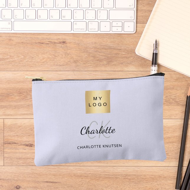 Pochette À Accessoires Nom monogramme du logo de l'entreprise de lavande (Créateur téléchargé)