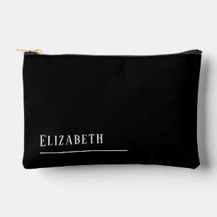 Pochette À Accessoires Nom monogramme personnalisé, noir