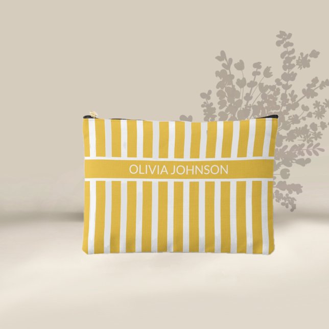 Pochette À Accessoires Nom Personnalisable Jaune d'été (Créateur téléchargé)