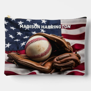 Pochette À Accessoires Nom personnalisé American Baseball