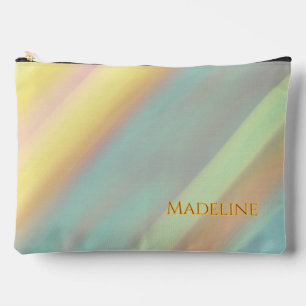 Pochette À Accessoires Nom personnalisé bleu vert plage côtière 