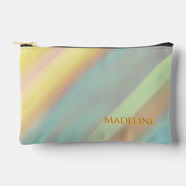 Pochette À Accessoires Nom personnalisé bleu vert plage côtière  (Recto)