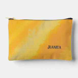 Pochette À Accessoires Nom personnalisé Citron Ensoleillé Orange Aquarell