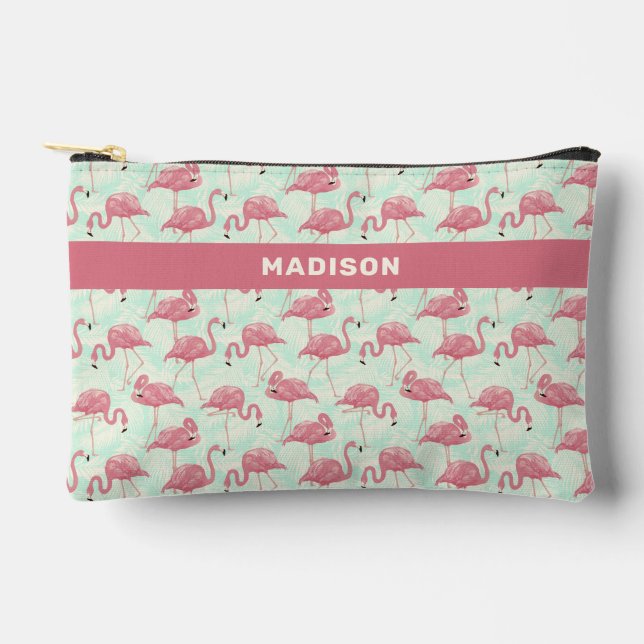 Pochette À Accessoires Nom personnalisé du modèle Flamingo (Recto)