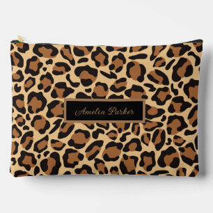 Pochette À Accessoires Nom personnalisé du Motif Leopard Seamless