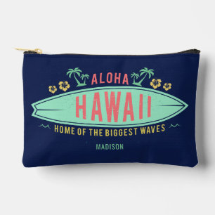 Pochette À Accessoires Nom personnalisé Hawaiian Surfer
