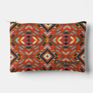 Pochette À Accessoires Nom personnalisé Motif sud-ouest rouge et noir
