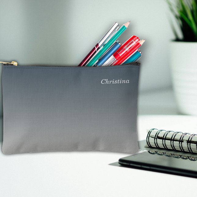 Pochette À Accessoires Nom personnalisé Ombre noire de l'école (Créateur téléchargé)