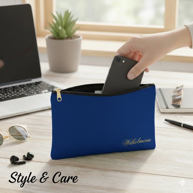 Pochette À Accessoires Nom personnalisé Petit multi-usage marine (Personalized Name Small Multi Purpose Navy Accessory Pouch)