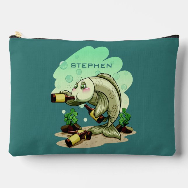 Pochette À Accessoires Nom personnalisé Poisson de boisson (Recto)