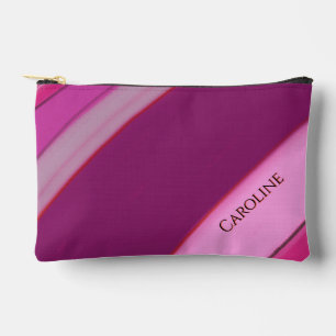 Pochette À Accessoires Nom personnalisé rayures prune rose