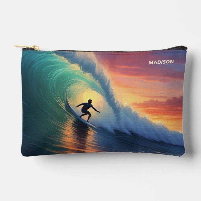 Pochette À Accessoires Nom personnalisé Surf (Recto)