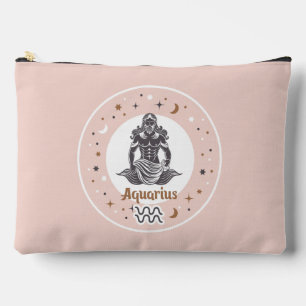 Pochette À Accessoires Nom personnalisé Symbole zodiaque Aquarius