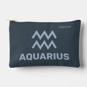 Pochette À Accessoires Nom personnalisé / Texte Symbole zodiaque Aquarius