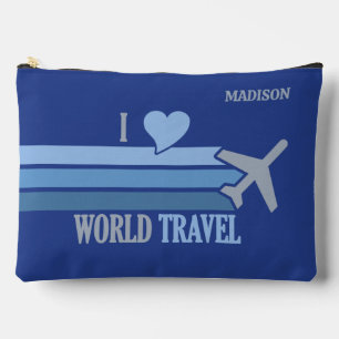 Pochette À Accessoires Nom personnalisé World Travel