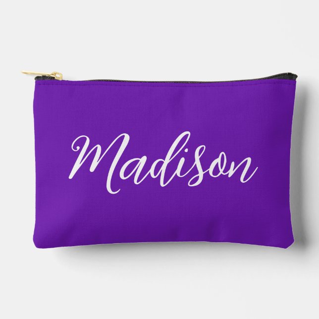 Pochette À Accessoires Nom Violet Chic en Écriture Manuscrite Personnalis (Recto)