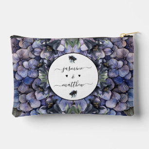 Pochette À Accessoires Noms de Couple de Mariage Floral Noir Lunatique Cl