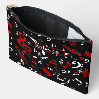 Pochette À Accessoires Notes musicales blanches et noires personnalisées