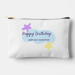 Pochette À Accessoires Nuages bleus pastel étoiles violet joyeux annivers