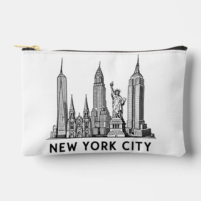 Pochette À Accessoires NYC Skyline Illustration with Statue of Liberty (Recto)