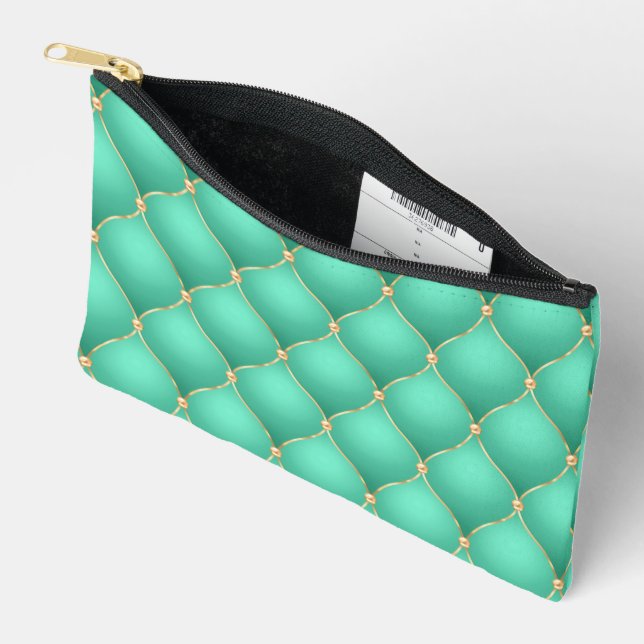 Pochette À Accessoires Ogee Gold Diamonds Turquoise (Ouvrir)