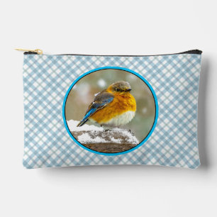 Pochette À Accessoires Oiseau bleu de l'Est dans l'orage de neige Photo o