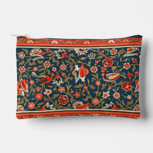 Pochette À Accessoires Oiseau et fleurs Perse Motif bleu rouge