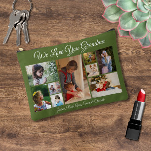 Pochette À Accessoires On t'aime grand-mère Photo Olive Green 9 personn