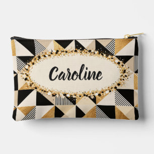 Pochette À Accessoires Or Géométrique Glam Noir