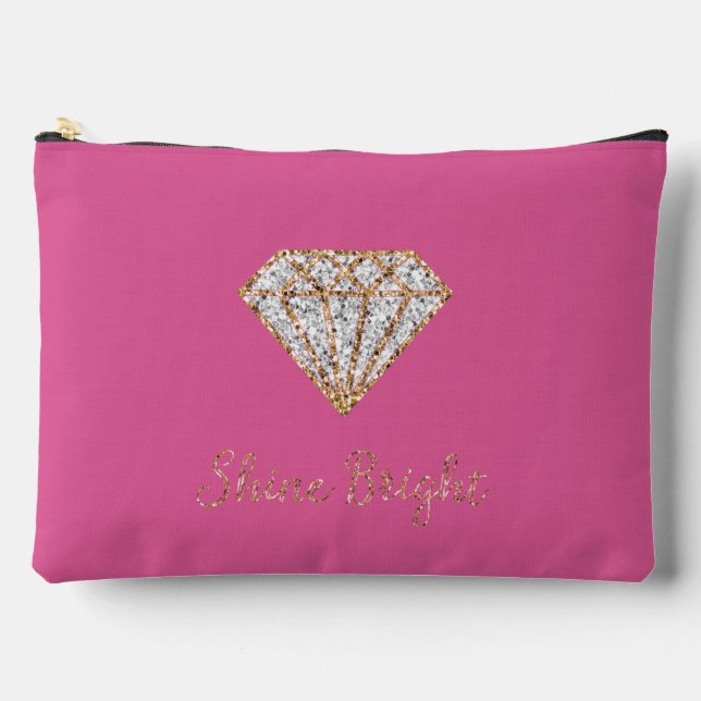 Pochette À Accessoires Or rose diamant blanc scintillant (Recto)