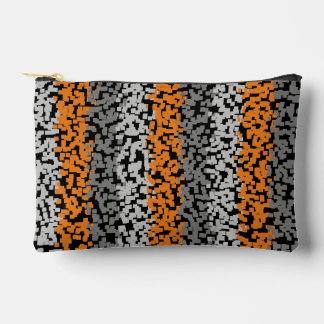 Pochette À Accessoires Orange gris noir pixellisé bandes