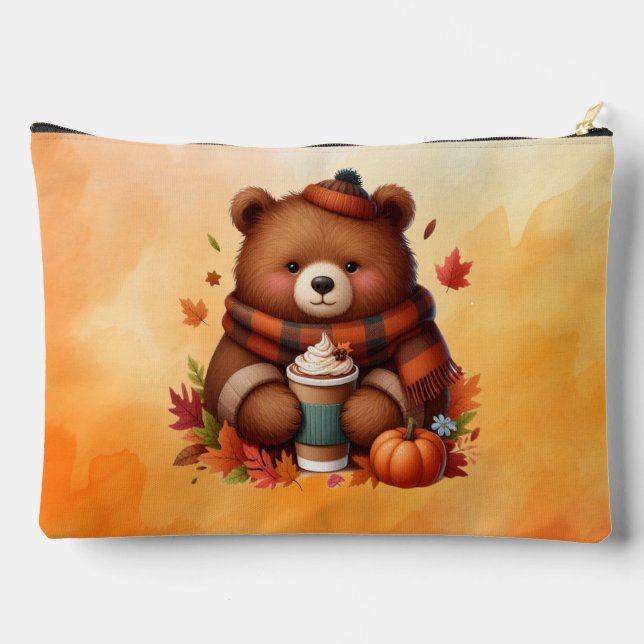 Pochette À Accessoires Ours d'automne rustique/vintage (Verso)