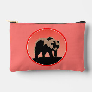 Pochette À Accessoires Ours Grizzly au Coucher de Soleil - Art Animalier