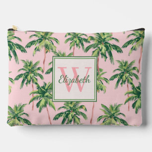 Pochette À Accessoires Palmiers tropicaux sur Monogramme rose