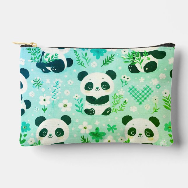 Pochette À Accessoires Panda Bear Motif Vert Imprimer (Recto)