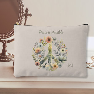 Pochette À Accessoires Panneau de Paix Floral les années 70 rétro "La Pai