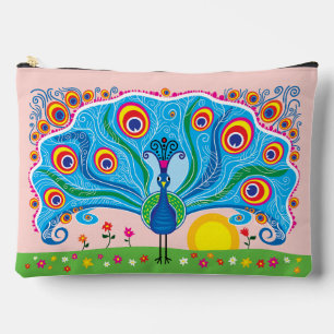 Pochette À Accessoires Paon avec des fleurs