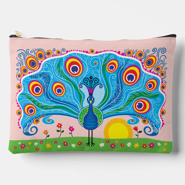 Pochette À Accessoires Paon avec des fleurs (Recto)
