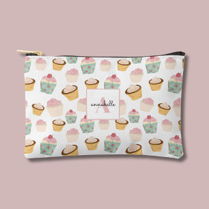 Pochette À Accessoires Papeterie à monogramme Girly Cupcake
