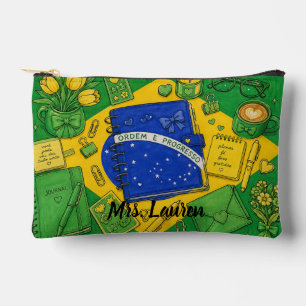 Pochette À Accessoires Papeterie illustrée inspirée du drapeau du Brésil