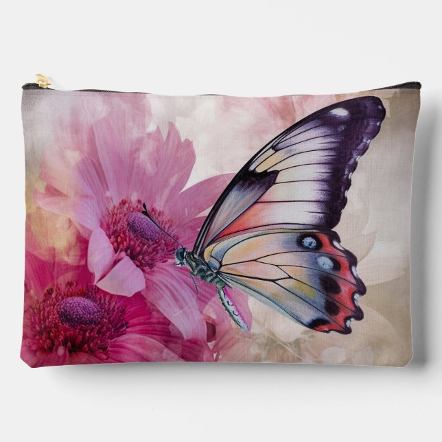 Pochette À Accessoires Papillon Dreamy aux fleurs roses (Recto)