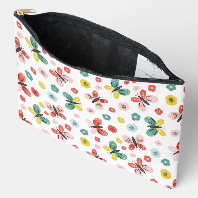 Pochette À Accessoires Papillon et motif floral  (Ouvrir)
