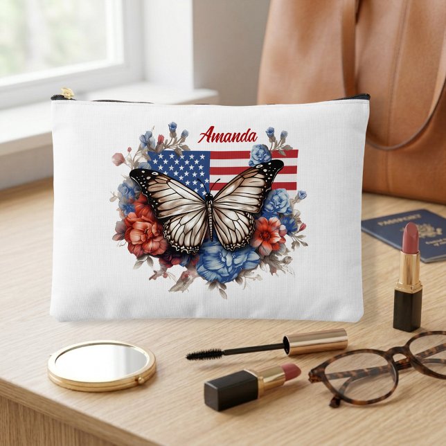 Pochette À Accessoires Papillon géant patriotique du 4 juillet (Créateur téléchargé)