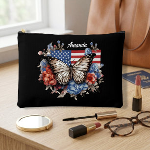 Pochette À Accessoires Papillon géant patriotique du 4 juillet