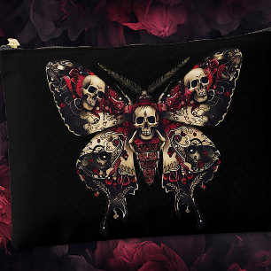Pochette À Accessoires Papillon gothique avec crânes