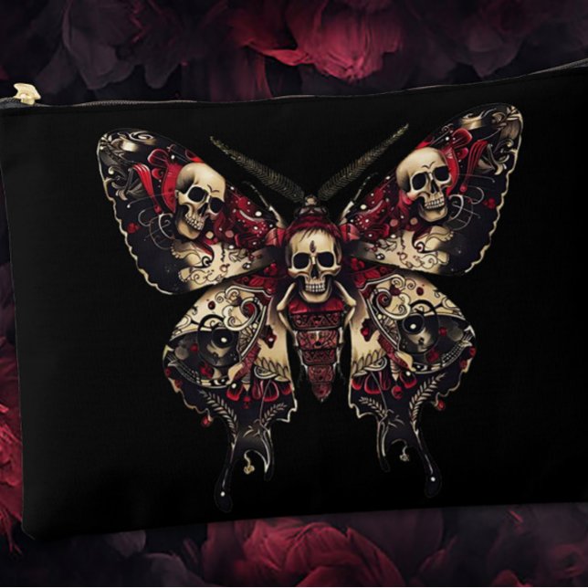 Pochette À Accessoires Papillon gothique avec crânes (Créateur téléchargé)