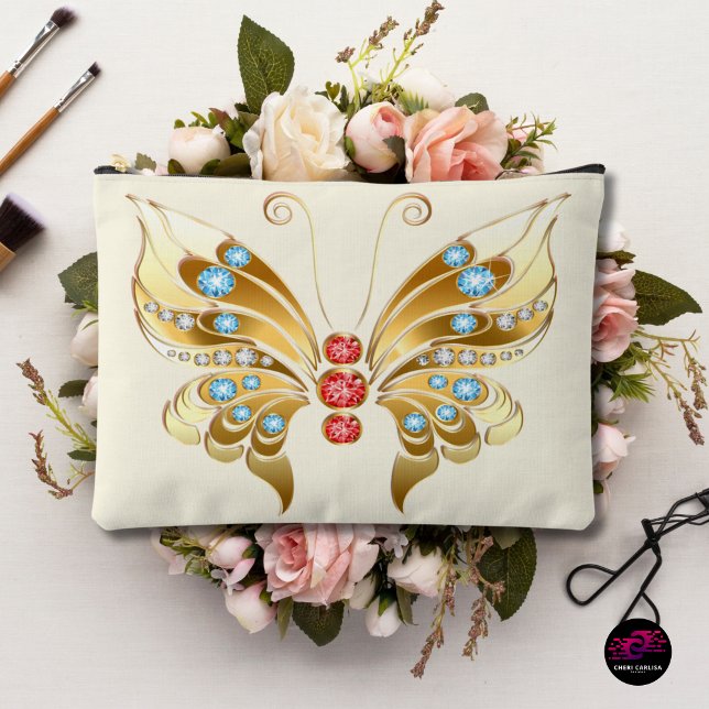 Pochette À Accessoires Papillon Orné d'Or (Gold jeweled butterfly glam for your everyday essentials ✨)