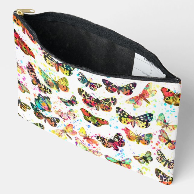 Pochette À Accessoires Papillons aquarelle mignons et tendance (Ouvrir)